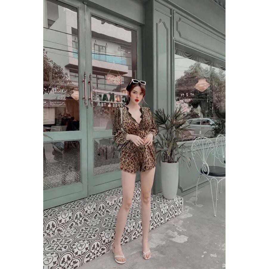 Jumpsuit Ngắn 💥FREESHIP💥 Jum short beo cổ tim phối viền ren tay dài bo TJ1077 TK