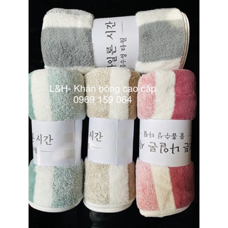 Khăn tắm, khăn lau đầu, lông cừu, kẻ mờ, kt 35x75 sale