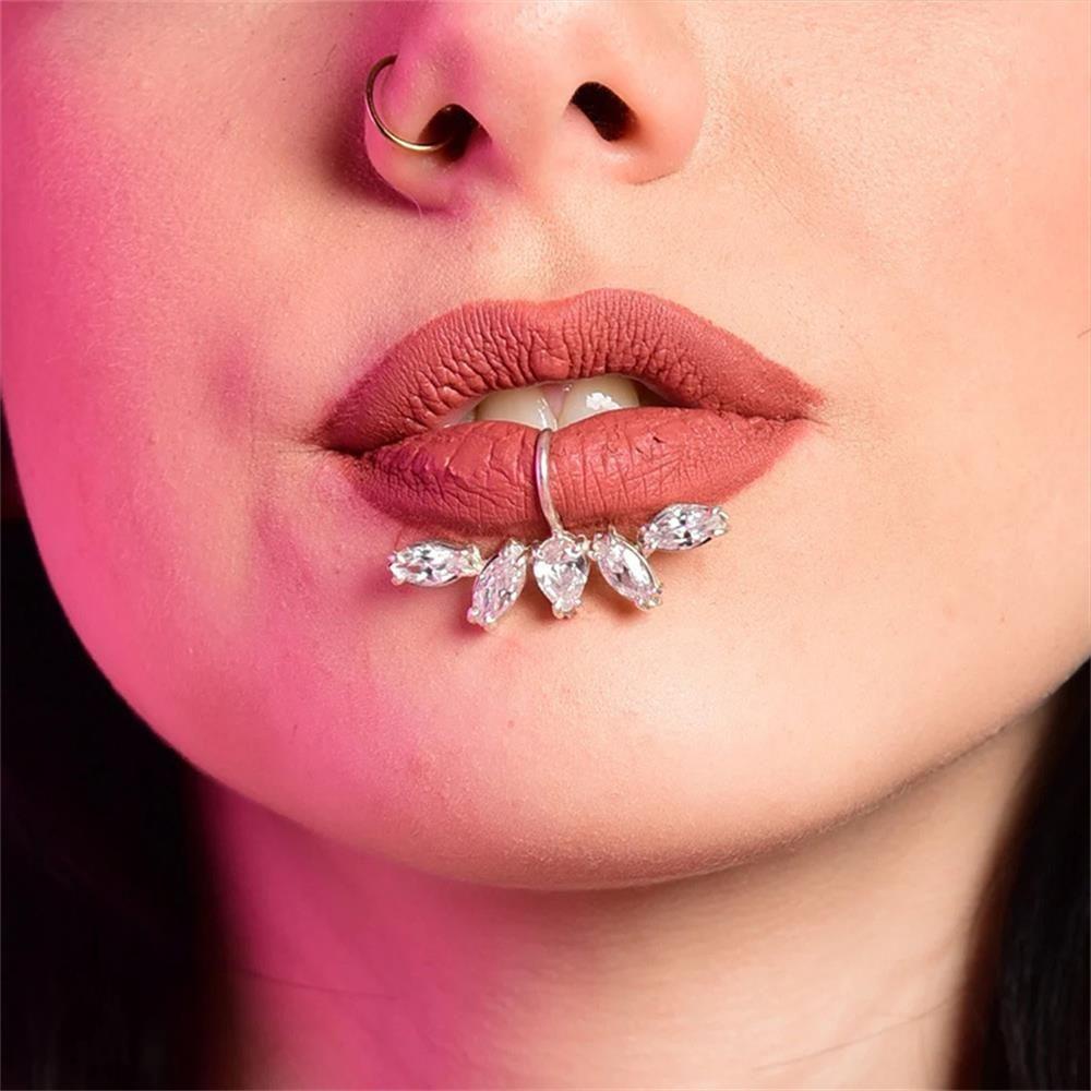 NEXTVN Khuyên Xỏ Môi Đính Đá Zirconia Màu Sắc Thời Trang