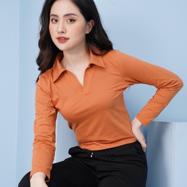 Áo croptop nữ tay dài cổ V Homieyl vải cotton co giãn thoáng mát đẹp, áo thun dài tay đen trắng 6 màu