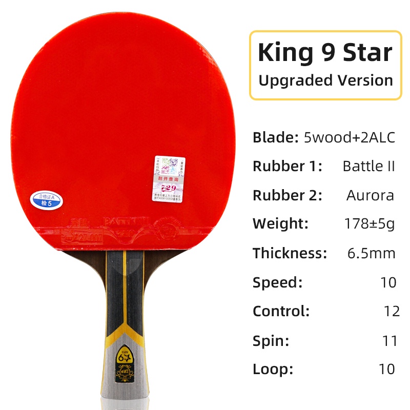 Vợt Bóng Bàn Chuyên Nghiệp King 9 Star 729 Friendship Ping Pong Kèm Lưỡi Dao ALC ITTF