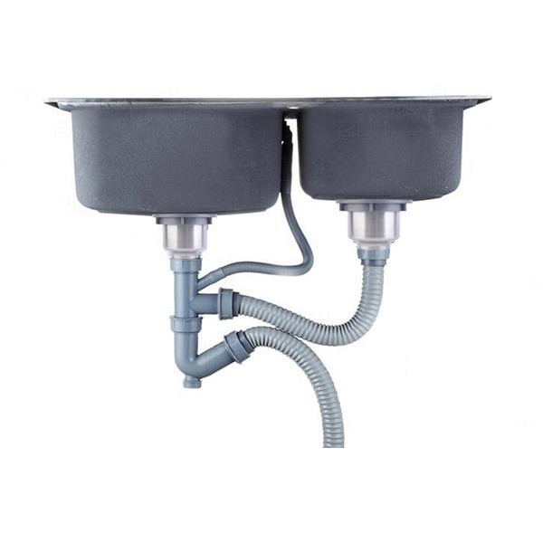 Bộ thoát nước đầy đủ cho bồn rửa chén 2 hộc, bầu lọc rác rộng 11cm - HV Store 421