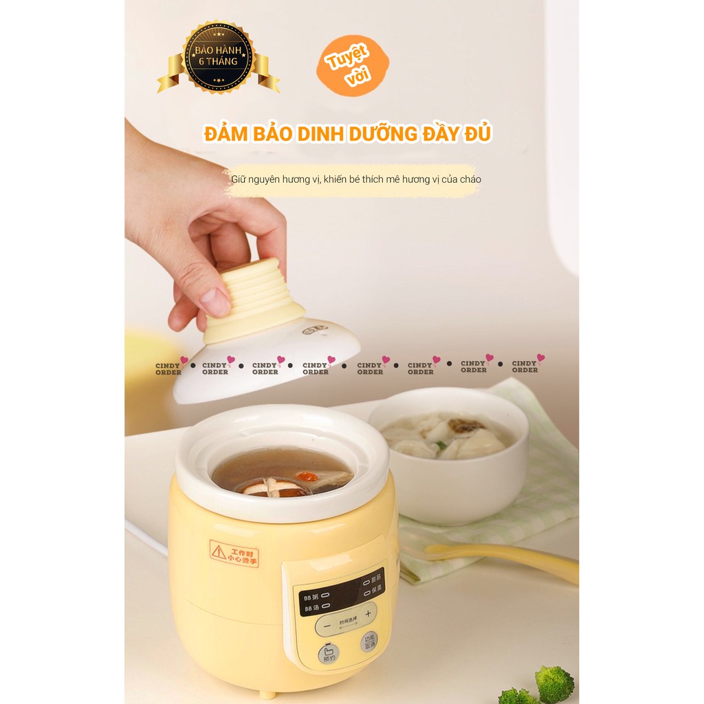 Nồi nấu cháo chậm Bear DDG-D05B1 dung tích 0.5L 4 chế độ dành riêng cho bé