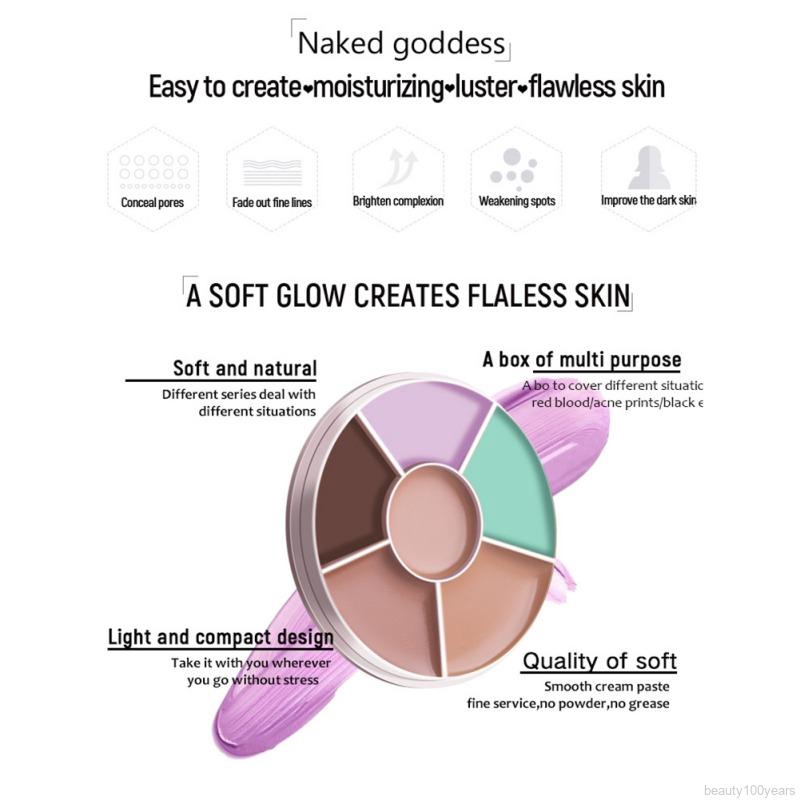 [Hàng mới về] Bảng phấn trang điểm 6 màu dạng kem tạo sáng chống nước che mờ vết thâm | BigBuy360 - bigbuy360.vn