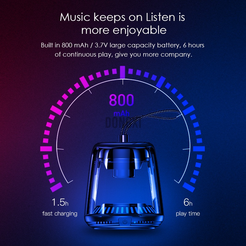 Loskii Y666 Wireless Portable Transparent 5.0 bluetooth Speaker LED IPX 6 Waterproof Outdoor Stereo Bass TWS Dual Machine Interconnection