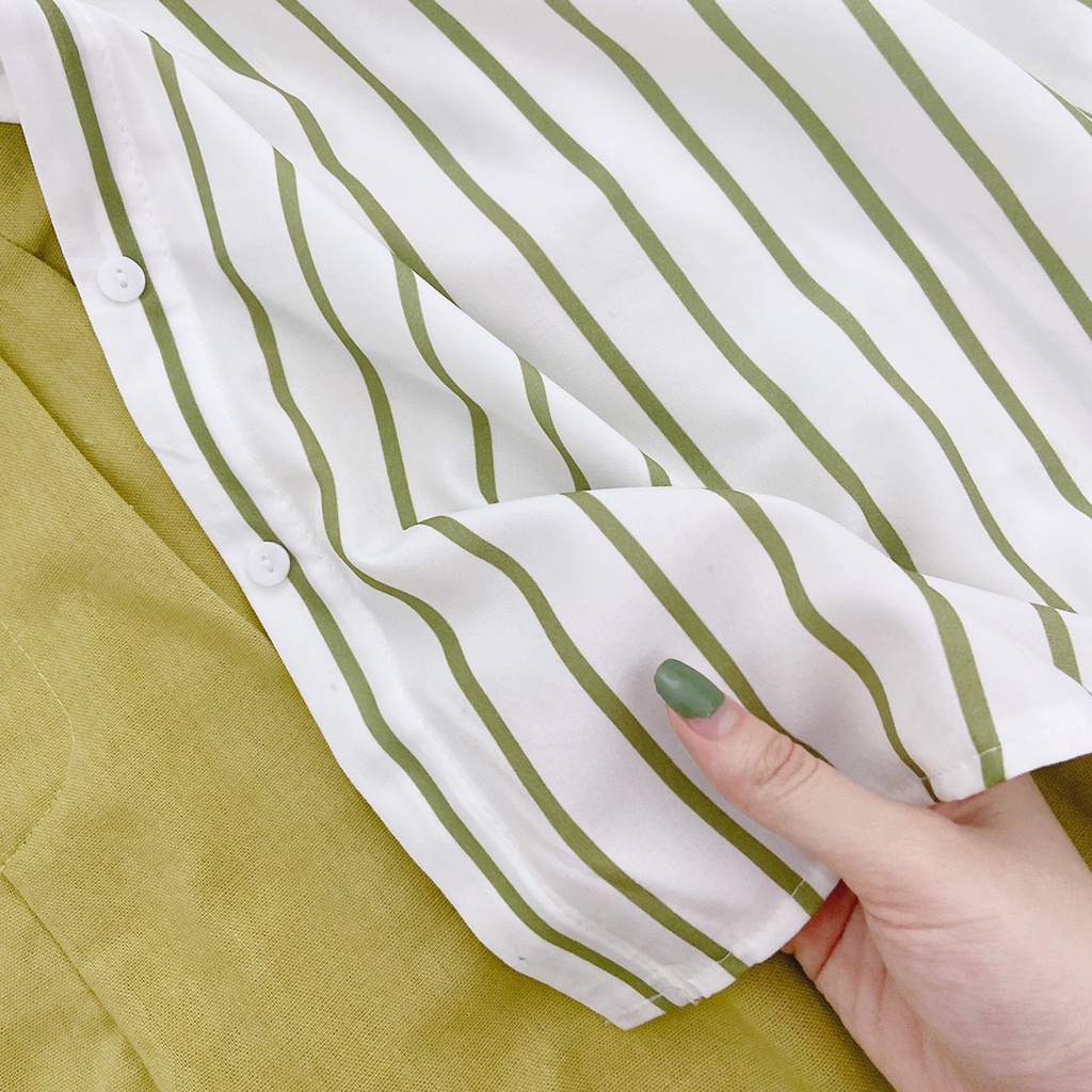 SET 3 MÓN : ÁO SƠ MI SỌC + ÁO LÓT TRẮNG + QUẦN SHORT NHIỀU MÀU