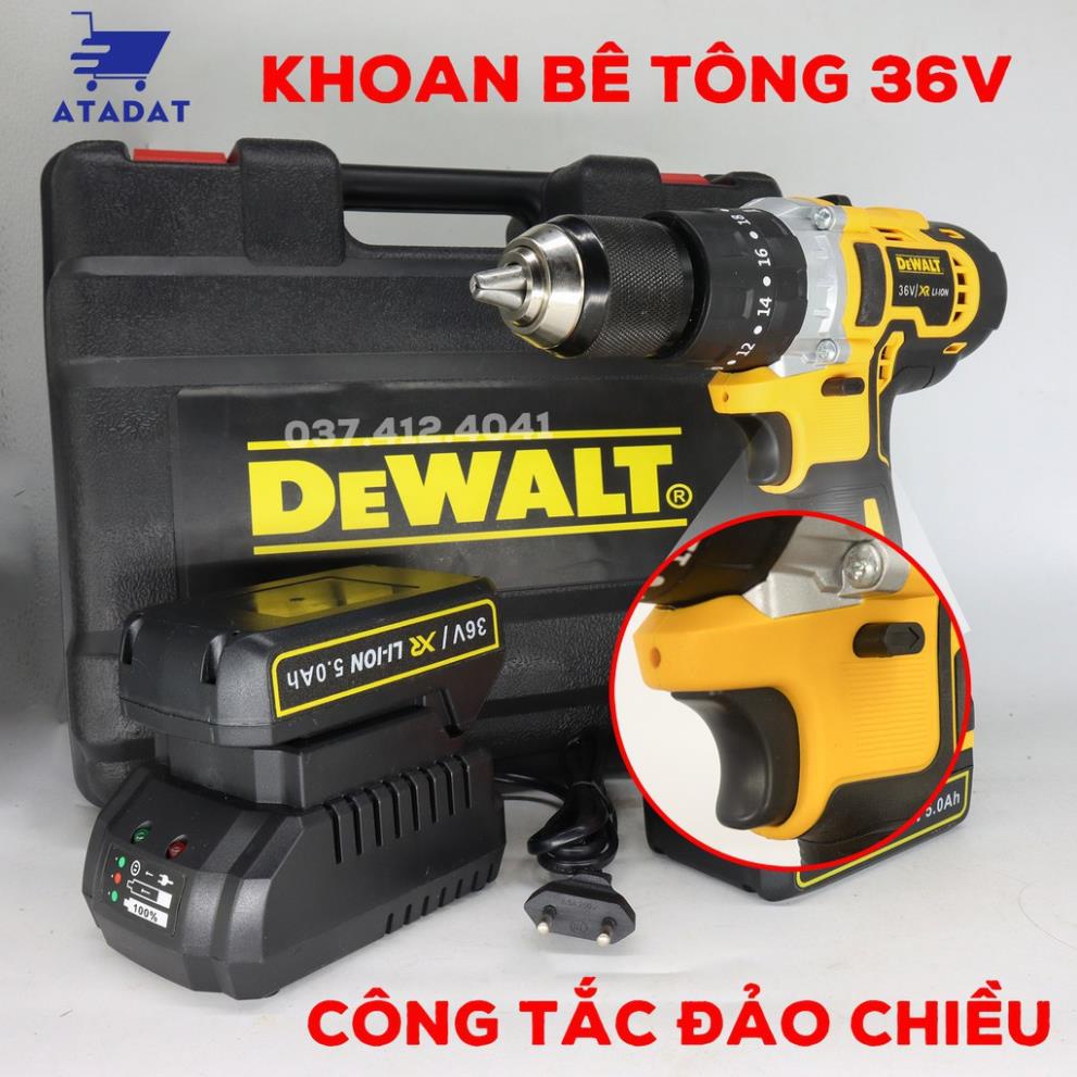 Máy Khoan Pin DEWALT 36V  - TẶNG MŨI KHOAN - Khoan bê tông, Đầu kẹp 13ly - Máy Bắt Vít Động cơ 775 - Lõi Đồng