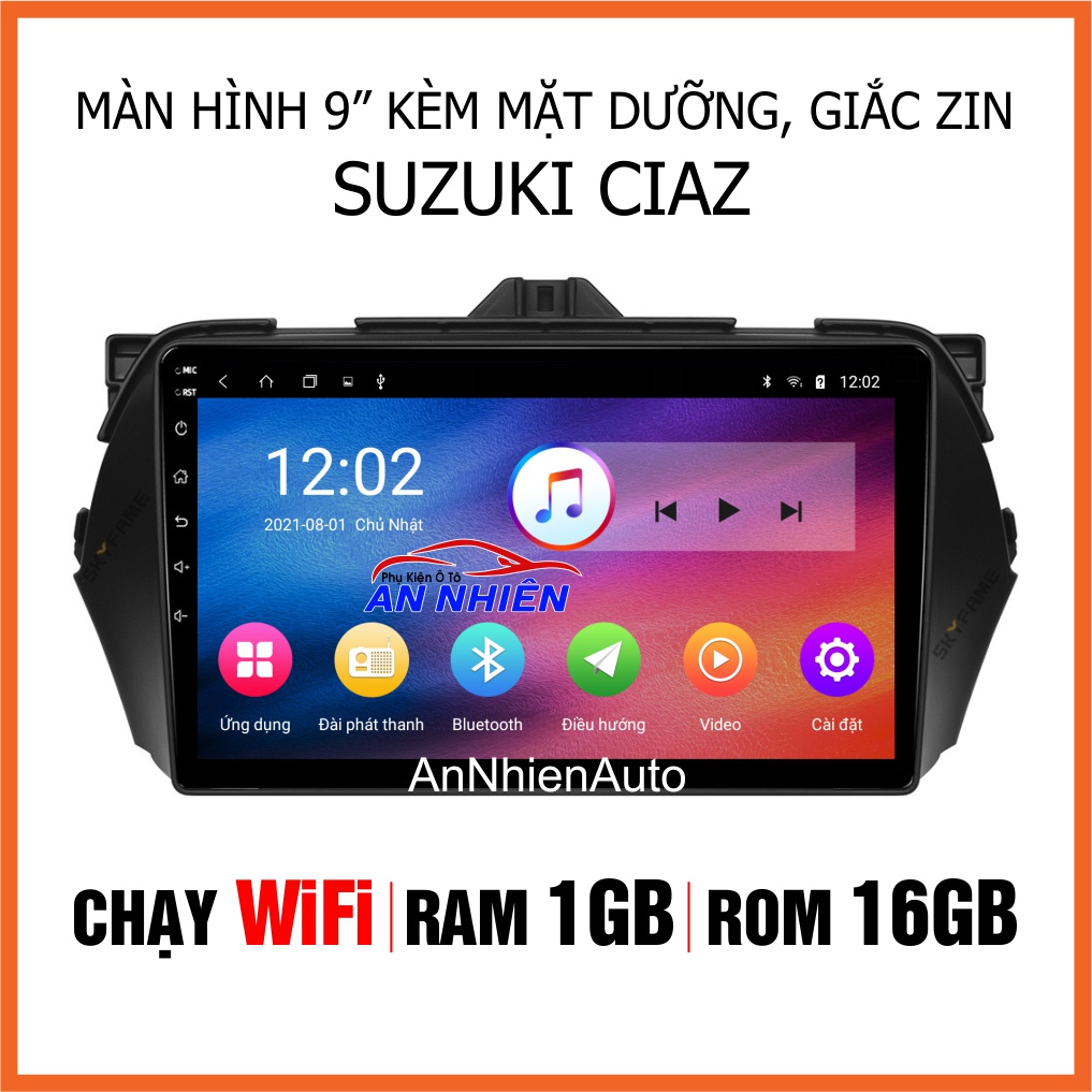 Màn Hình Android 9 inch Cho Xe CIAZ 2015-2021 - Đầu DVD Android Kèm Mặt Dưỡng Giắc Zin Cho SUZUKI CIAZ - Điều Khiển Giọn