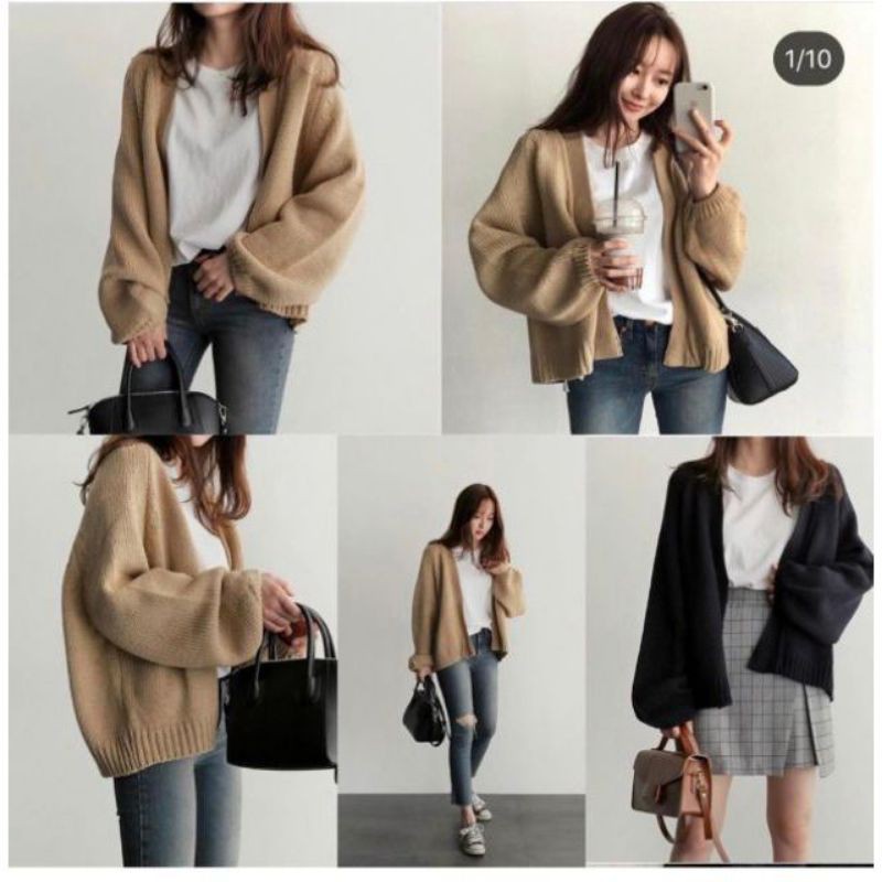 Khoác cardigan len đan