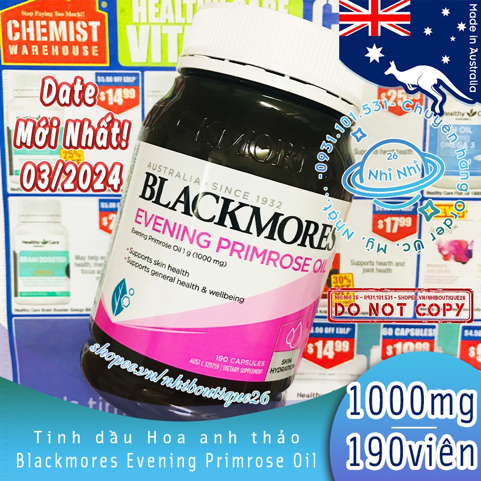 🌼DATE 04/2024🌼 Tinh dầu Hoa Anh Thảo Evening Primrose Oil 1000mg Blackmores 🎯 Chuẩn Chemist - Úc 🌼