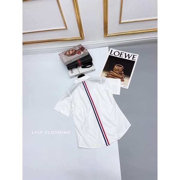 Áo sơ mi thom nơ túi trắng đỏ TTA867