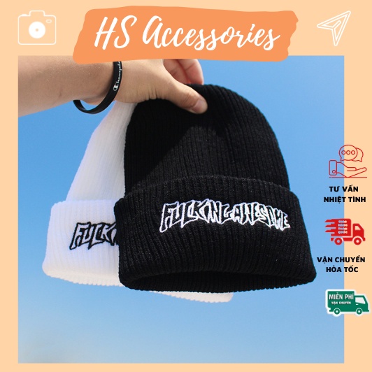 Mũ len Beanie nam nữ phong cách Hàn Quốc thêu chữ Fuckinganser - ML08