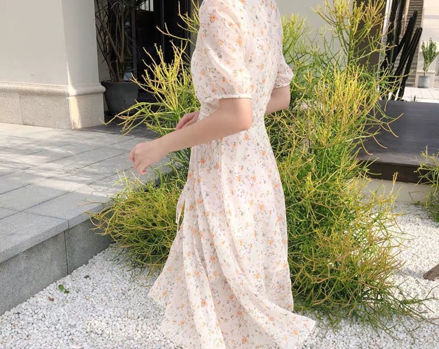 (HÀNG SẴN) Váy hoa nhí tay phồng style Hàn Quốc- Kèm ảnh thật | BigBuy360 - bigbuy360.vn