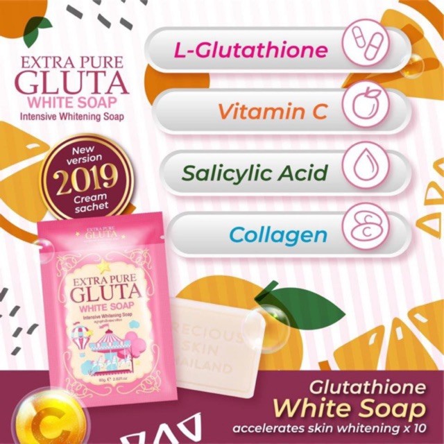 [Toàn thân] Xà phòng tắm trắŉg nguyên chấţ Extra Pure Gluta White Thái Lan