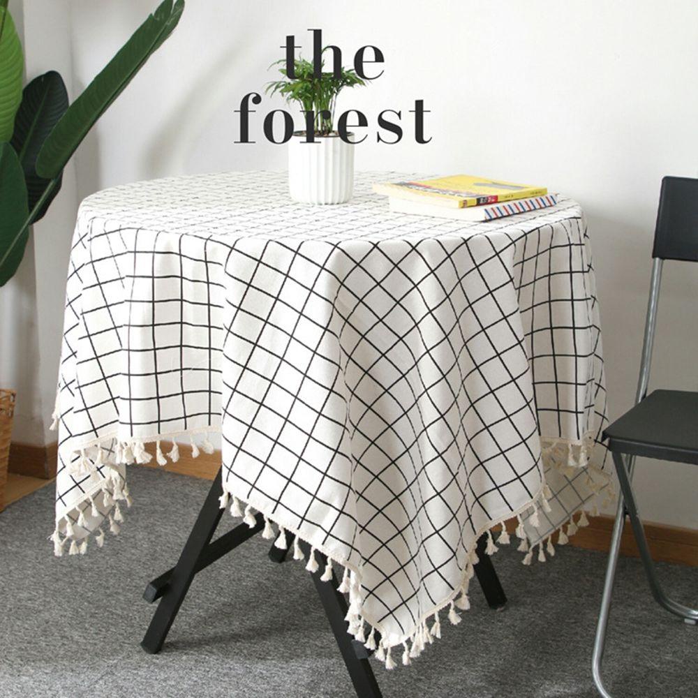 YIYU Khăn Trải Bàn Vải Lanh Cotton Hình Chữ Nhật Chống Bụi Trang Trí Giáng Sinh