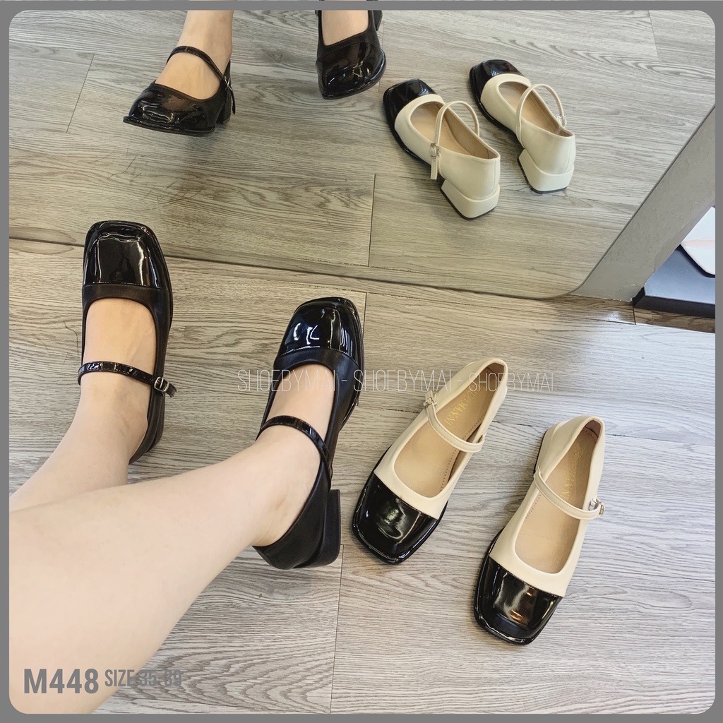 Giày búp bê quai ngang đế cao 3p M448 SHOEBYMAI