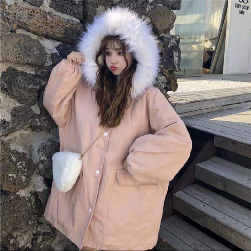 Khoác kaki lót lông