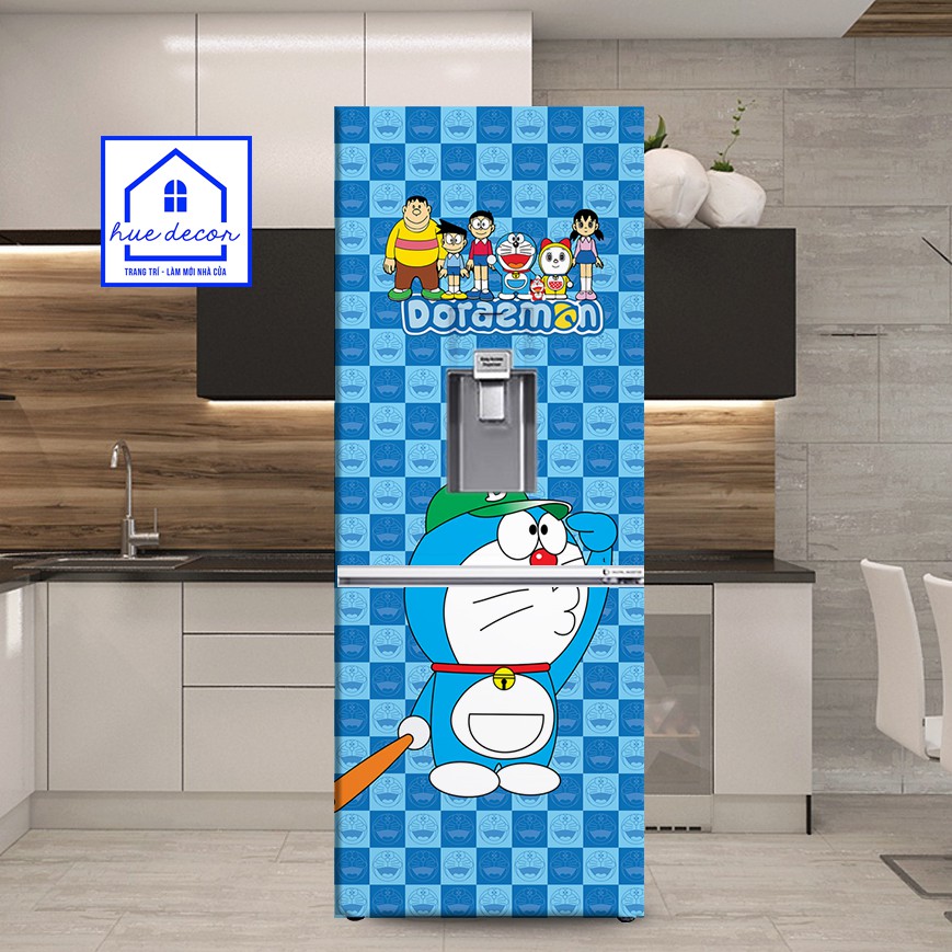 Tranh dán tủ lạnh Doraemon Hue decor chất liệu cao cấp siêu bền- chống nước- Bền mãi với thời gian