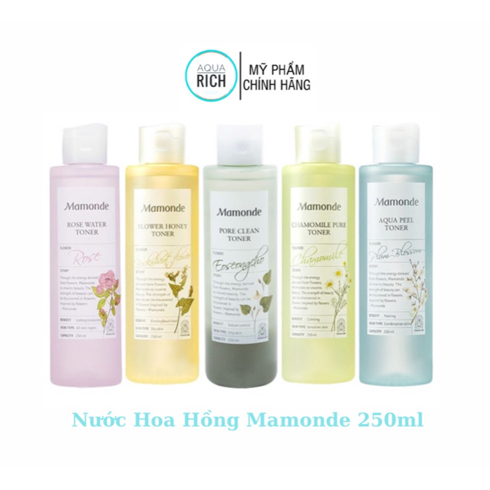 NƯỚC HOA HỒNG MAMONDE FLOWER WATER TONER đủ mùi - hoa hồng - diếp cá 250ml