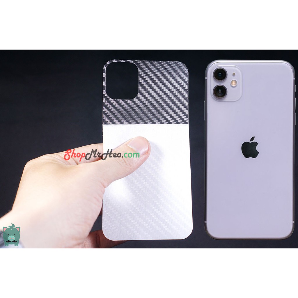 Skin Dán Mặt Sau Lưng Vân 3D Iphone 11 - Iphone 11 Pro - Iphone 11 Pro Max - Carbon, Hình hộp, Nhám, Vân Da