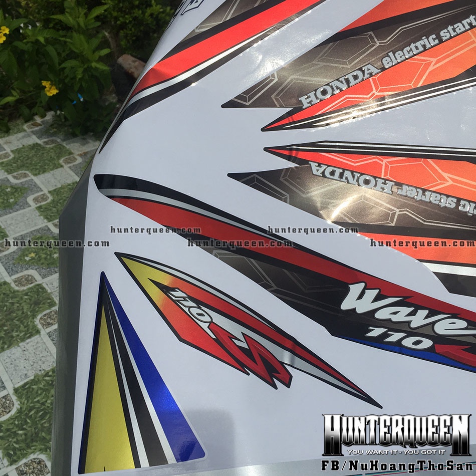 Tem ghép dán xe WAVE nhỏ đời đầu S110. Decal chất liệu candy cao cấp, ghép chữ nổi màu trắng không đụng hàng