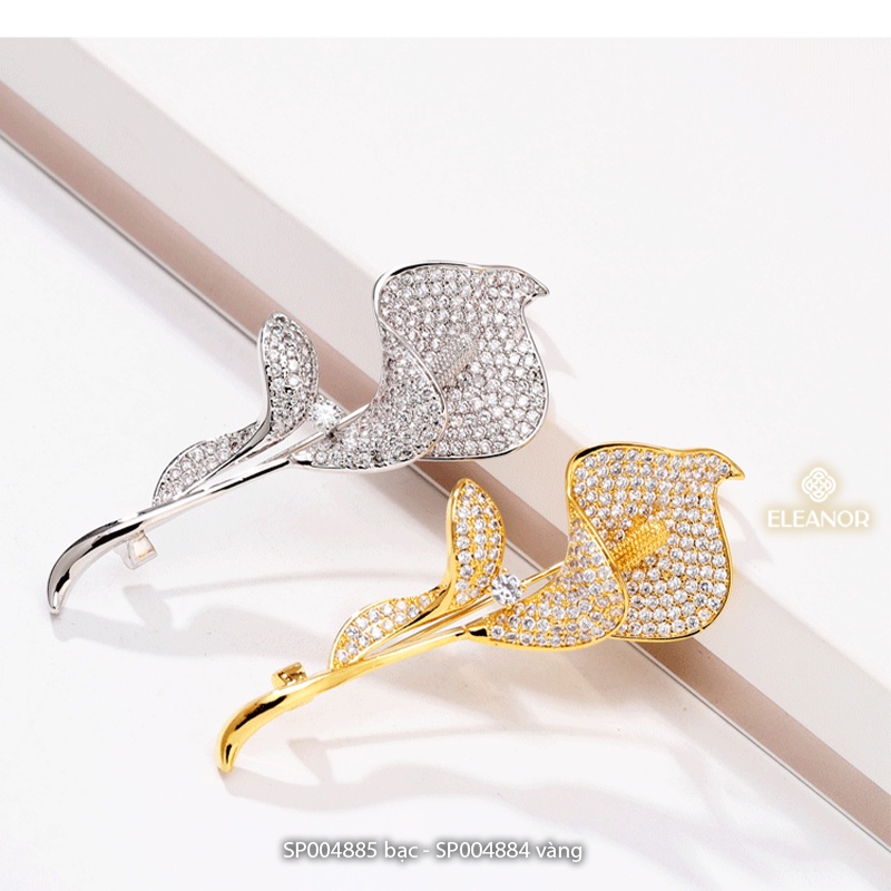 Ghim cài áo nam nữ Eleanor Accessories hình hoa đính đá phụ kiện trang sức thời trang 4884