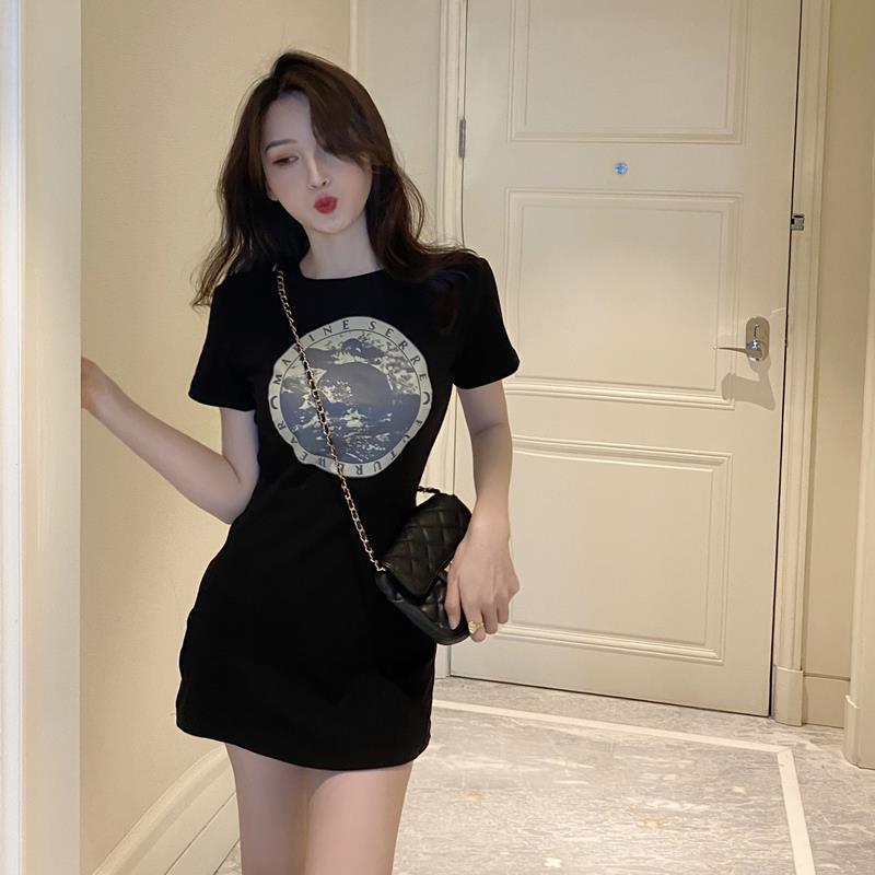 BH Đầm Lửng Tay Ngắn In Họa Tiết Độc Đáo Thời Trang Cho Nữ