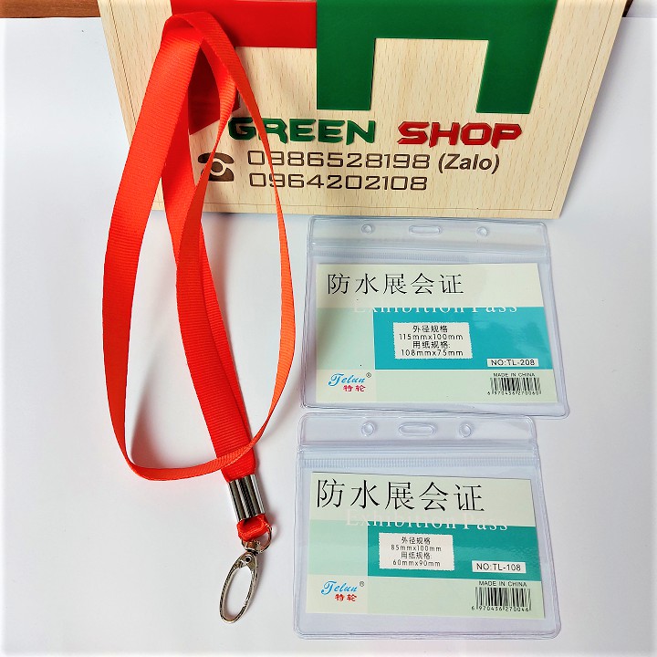 Combo 10 dây đeo thẻ giọt lệ 1,6cm và bao đựng thẻ ngang
