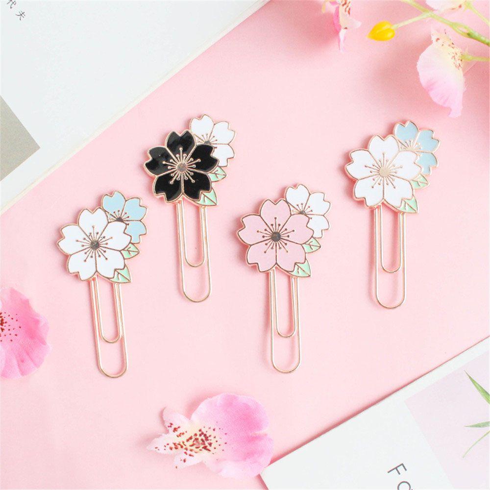 ELEGANT Kẹp Giấy Đánh Dấu Trang Sách Hình Hoa Anh Đào Nhiều Màu Sắc Sáng Tạo