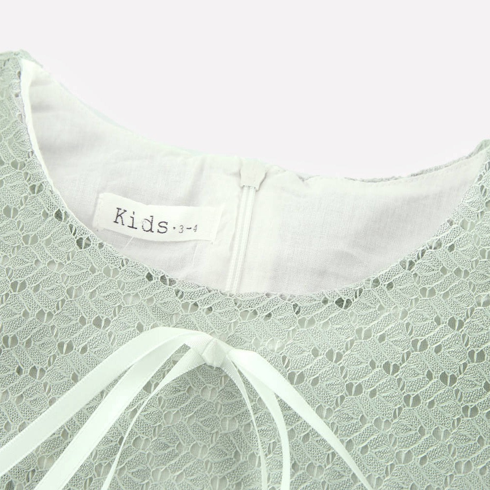 Đầm Sanlutoz Vải Ren Thắt Nơ Có Màu Xanh Lá Dành Cho Bé Gái