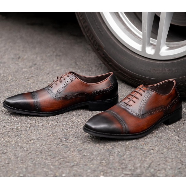 Giày da nam cao cấp ERMAND đế phíp da bò thật bảo hành 1 năm dáng oxford - Mã T191