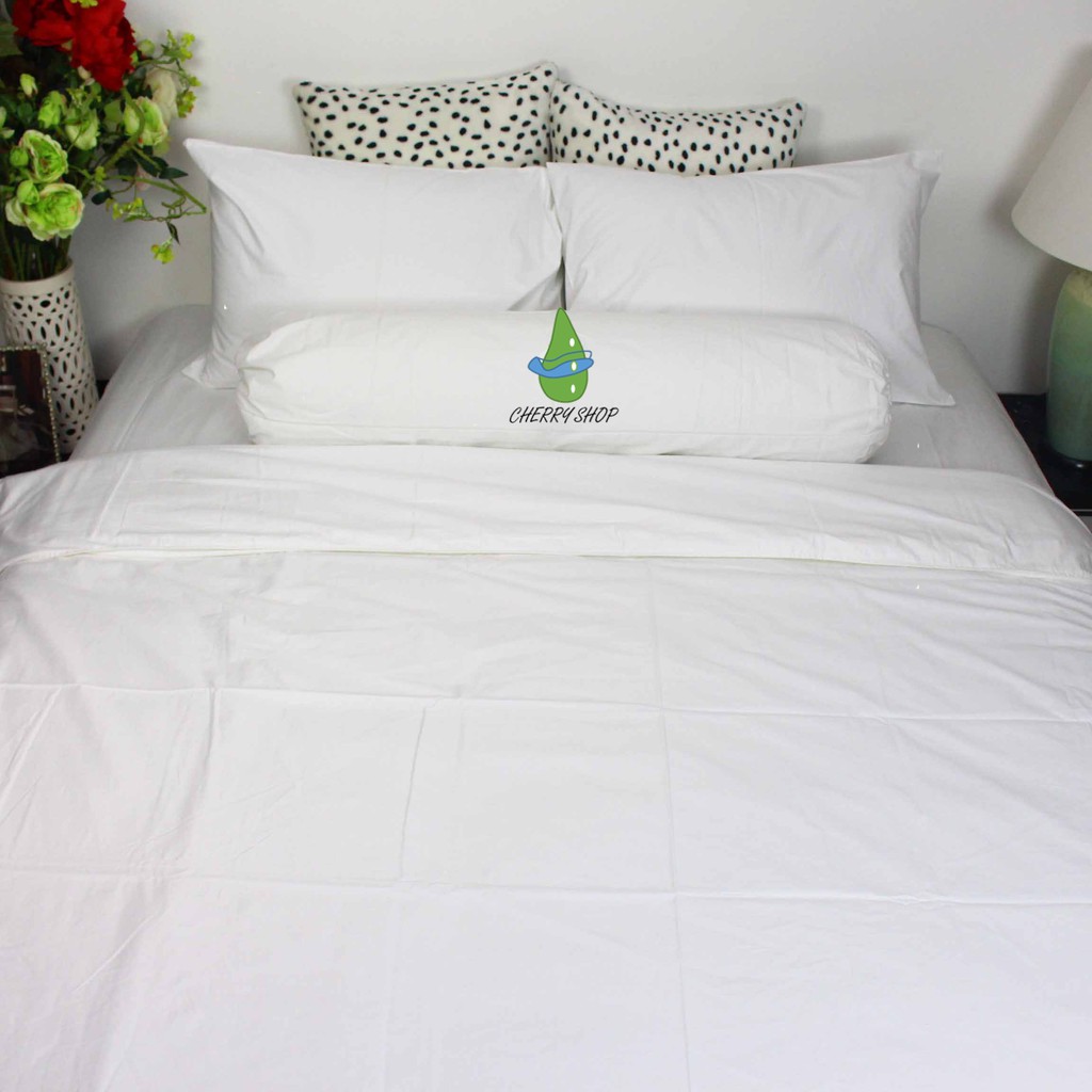 🔰MUA NGAY🔰 Bộ drap cotton bọc nệm mềm, mát màu trắng phong cách khách sạn (size: 1m6 x 2m)
