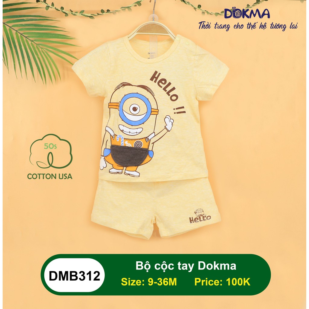 [FREESHIP] Bộ quần áo cài vai cộc tay Cotton cho bé trai Dokma(9-36 tháng tuổi) DMB312