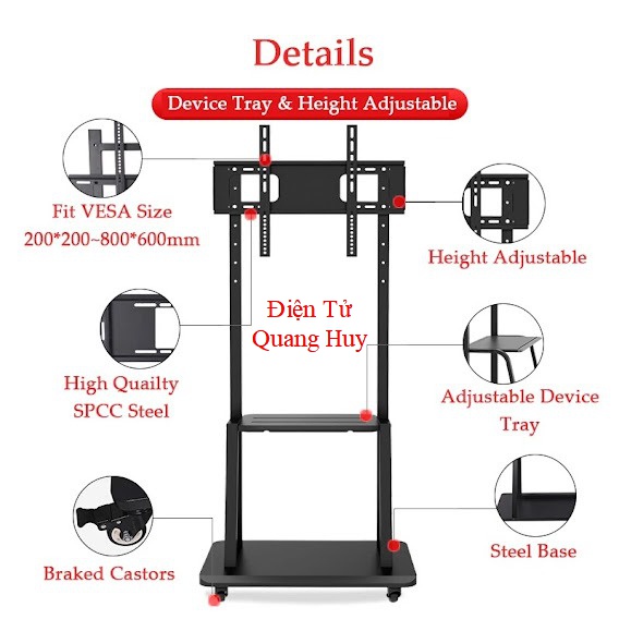 Giá Treo Tivi Di Động 1700 40 - 65 Inch - Giá Treo Tivi Có Bánh Xe Chuyên Dụng Phòng Họp, Ưu Việt Hơn NB AVA1500