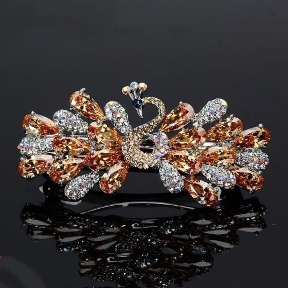 Kẹp Tóc Hình Con Công Đính Đá Phong Cách Hàn Quốc Cho Nữ