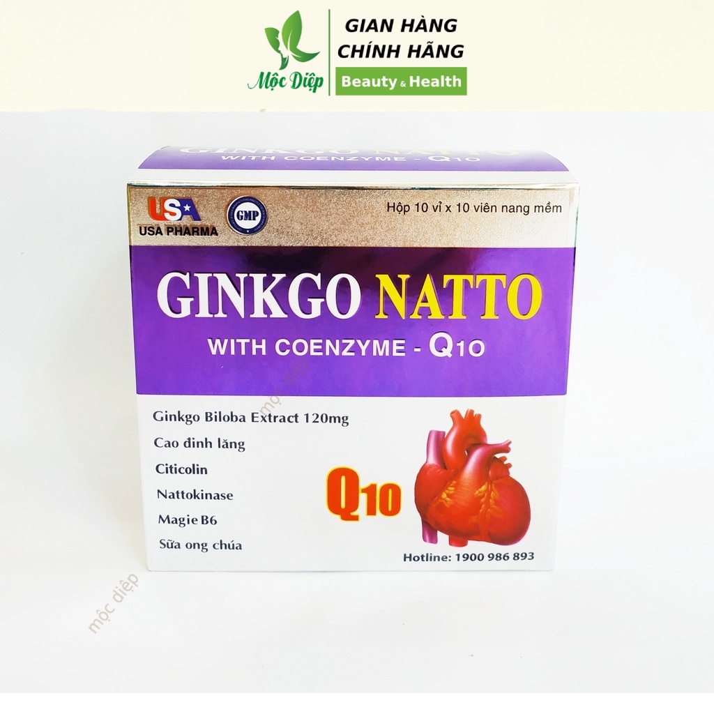 Hoạt huyết dưỡng não - Viên uống bổ não Ginkgo Natto 100 viên - Tuần hoàn máu não - Mộc Diệp