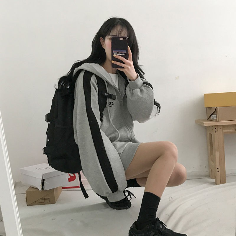 Áo Hoodie Tay Dài Màu Xám Cc1014 Thời Trang Xuân Thu Cho Nữ