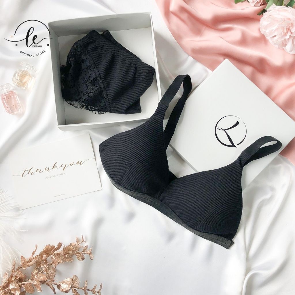 Áo Ngực Không Gọng LE.DESIGN Phối Dây Nhung Xanh Chất Liệu Cotton Thấm Hút Mồ Hôi Có Đệm Mút | BigBuy360 - bigbuy360.vn