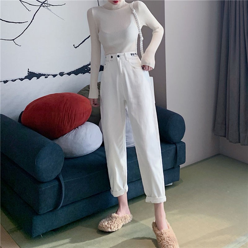 Quần Jeans Trắng Lưng Cao Dáng Rộng Thời Trang 2021 Cho Nữ | BigBuy360 - bigbuy360.vn