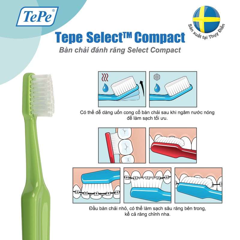Bàn chải đánh răng trẻ em từ 5 - 12 tuổi TEPE Select Compact