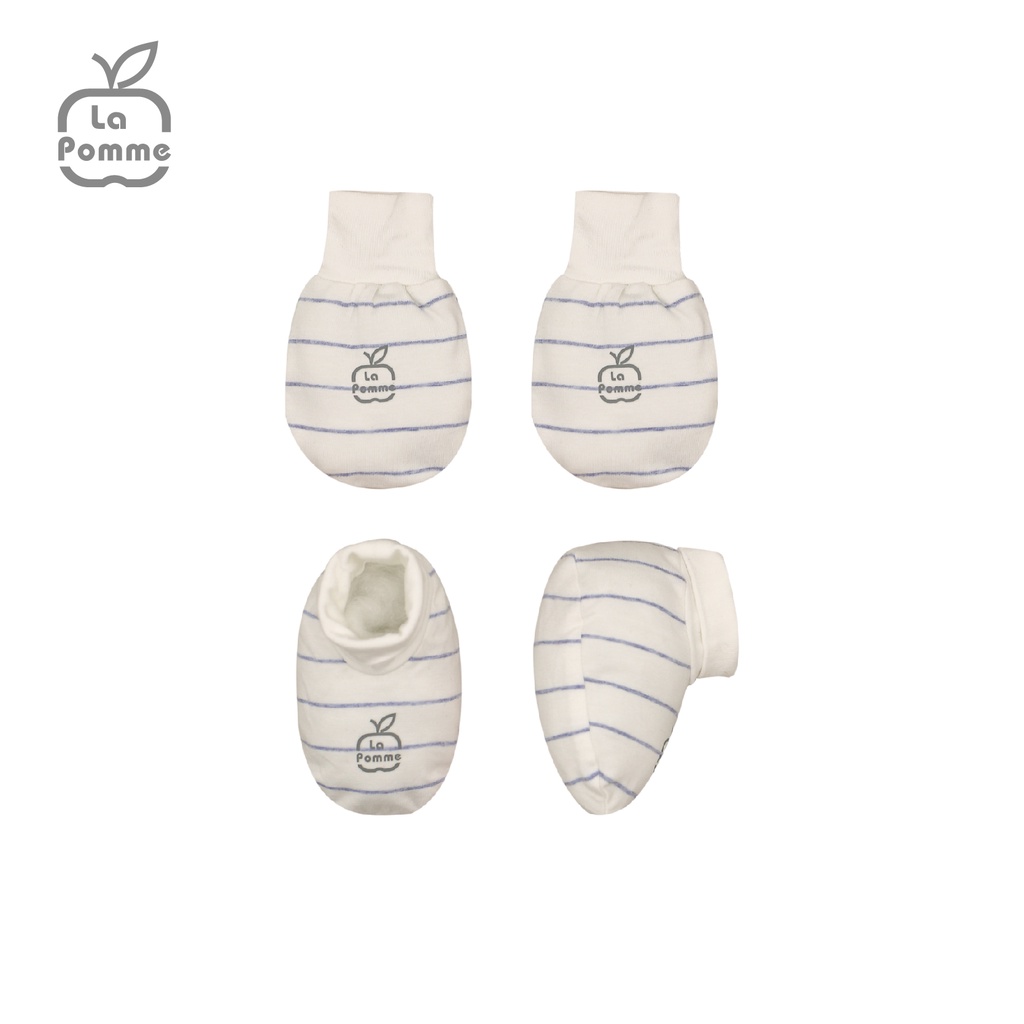 GHF047 Set bao tay bao chân La Pomme kẻ - Xanh kẻ