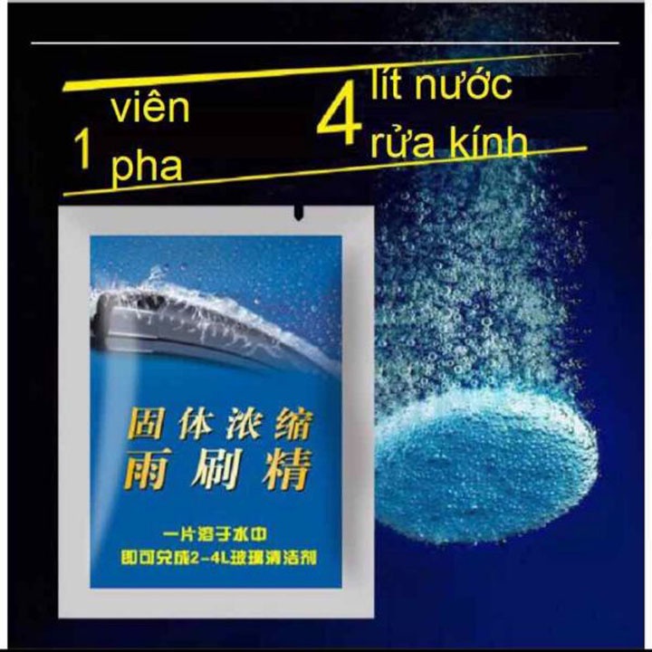 Viên sủi rửa kính làm sạch kính lái gạt mưa xe ô tô, xe hơi pha với 4L nước