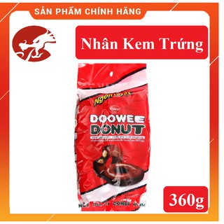 Bánh donut phủ sô cô la nhân kem trứng Doowee Donut gói 360g