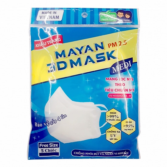 KHẨU TRANG MAYAN 3D MASK MEDI - 5 CÁI