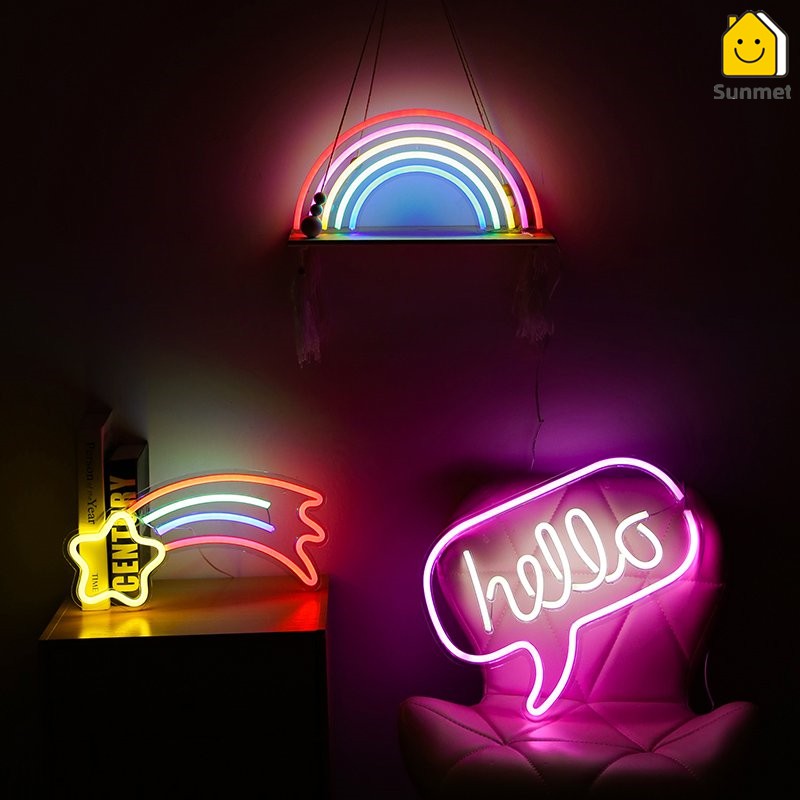 Đèn LED Neon SIÊU TO Decor Phòng Ngủ Tặng Kèm Củ Sạc + Móc Treo đèn Decor đèn neon treo tường Quán Bar Chill Sunmet