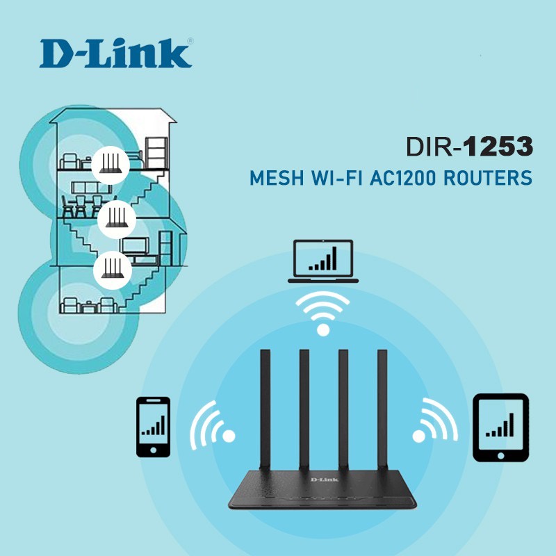 D-LINK DIR-1253 - Bộ phát Wi-fi AC1200 MU-MIMO Gigabit 1200Mbps Easy Mesh