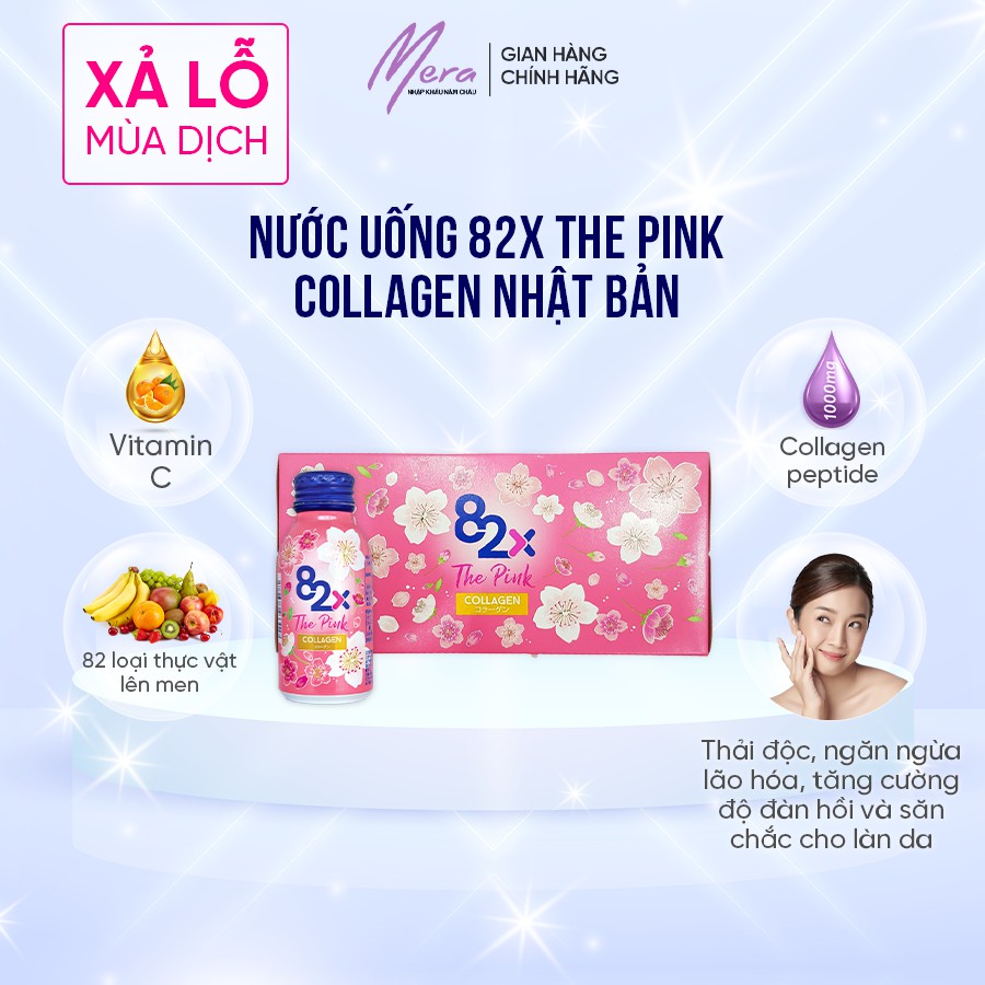 Nước Uống The Pink Collagen 82X Nhật Bản (Hộp 10 Chai)