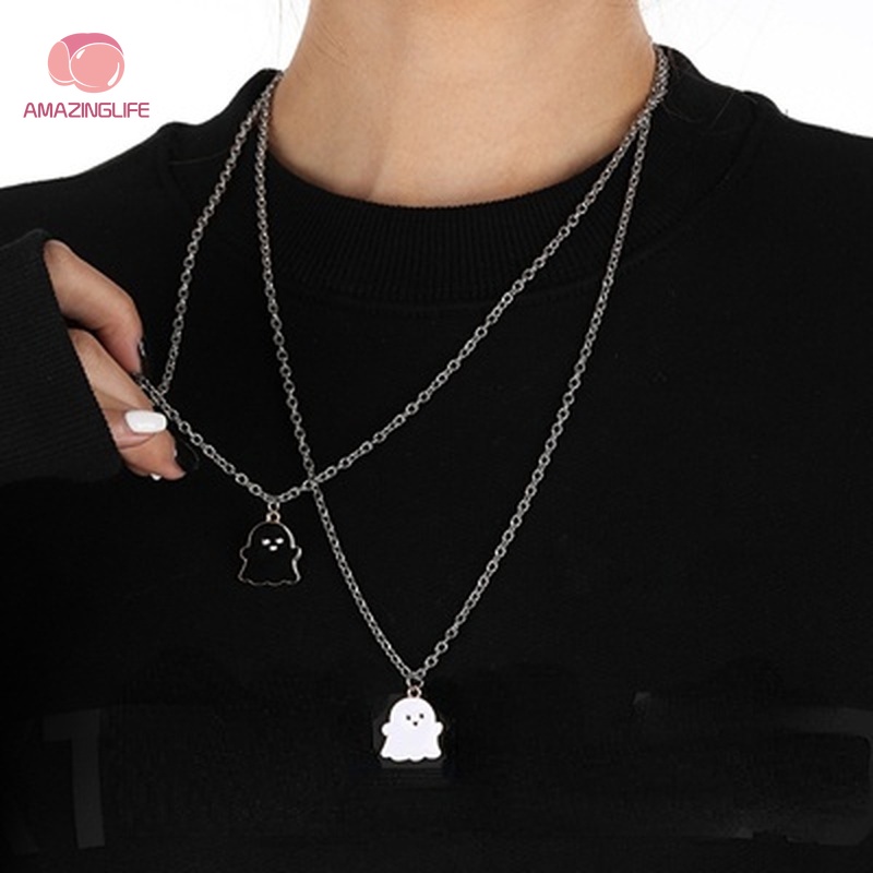 Dây Chuyền Kim Loại Mặt Hình Ma Hoạt Hình Đơn Giản Sáng Tạo