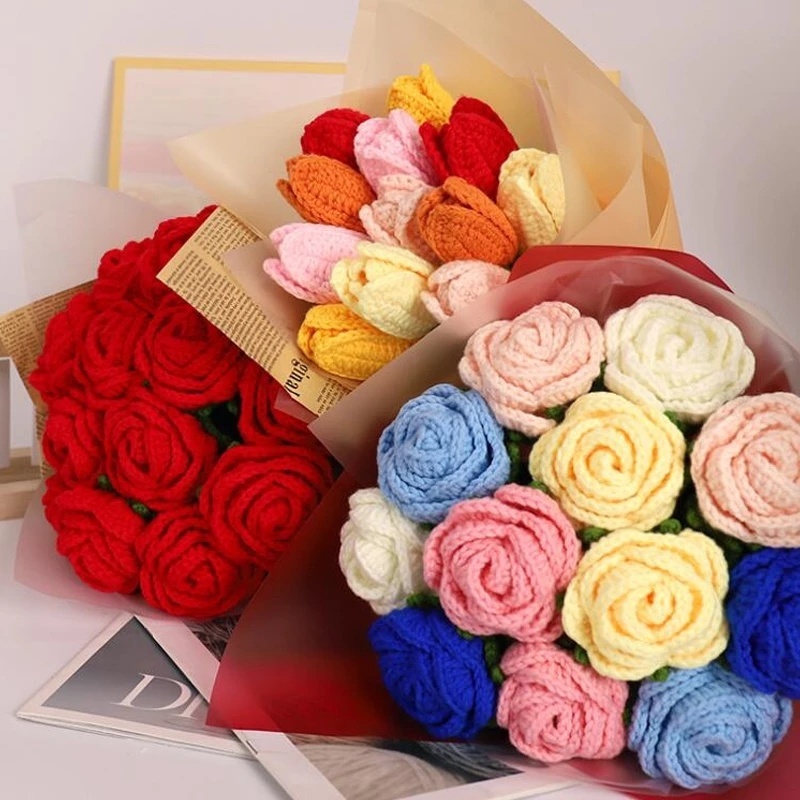 Hoa Tulip Đan Len Thủ Công Diy Làm Quà Tặng Sinh Nhật / Valentines