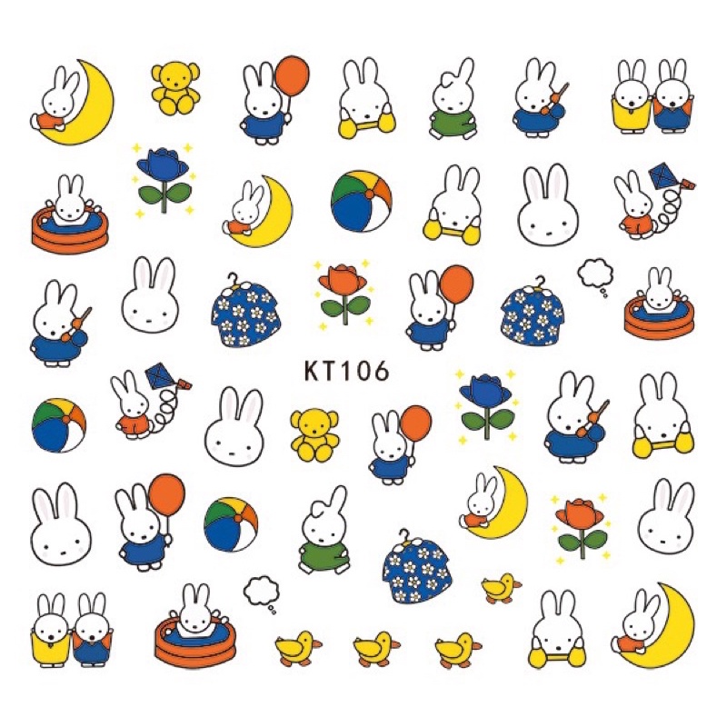 Sticker,hình dán móng tay hoạ tiết nhân vật hoạt hình con thỏ Miffy dễ thương trang trí móng tay nghệ thuật